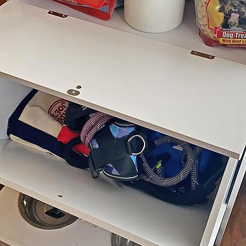 Miniatura 7 de Soporte elevado para cuenco de perro con gabinete de almacenamiento de alimentos, mueble blanco para perros y gatos, soporte para tazón de