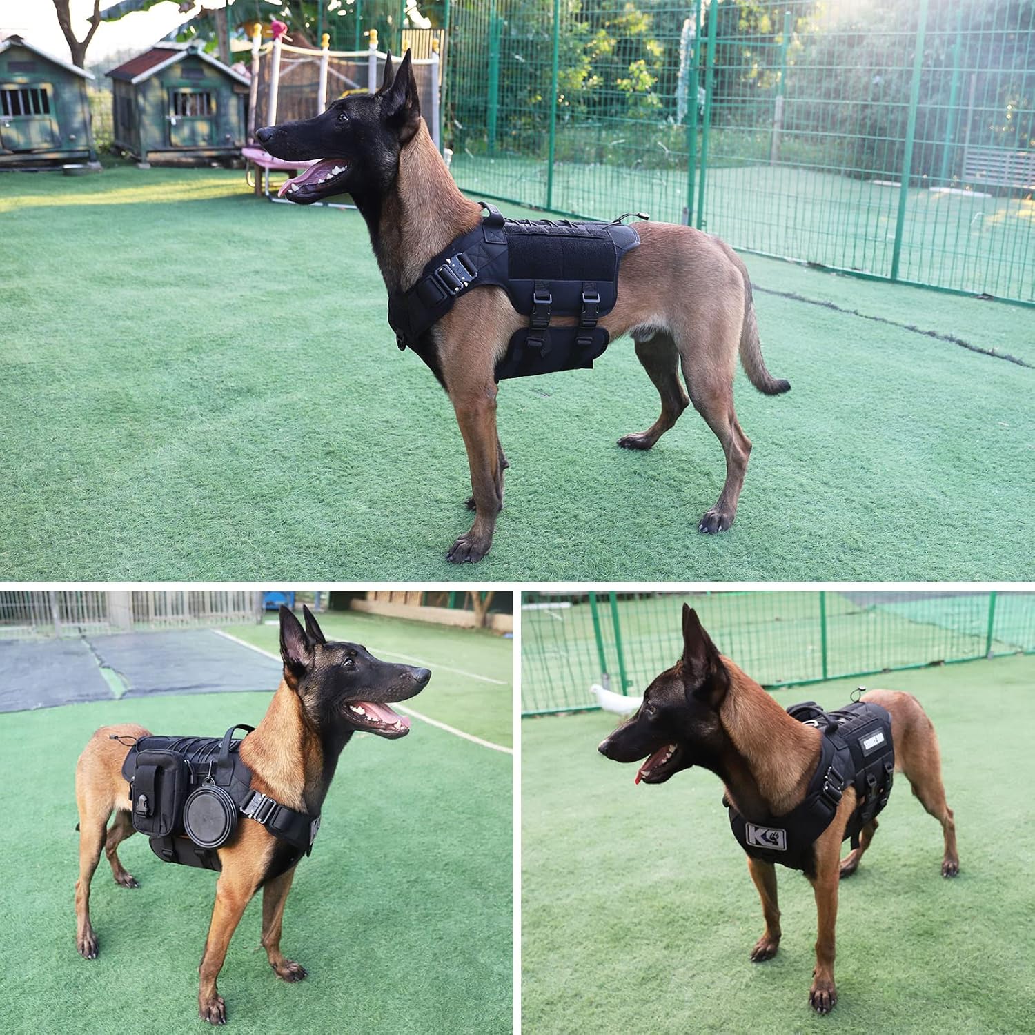 PETNANNY Tactical Dog Harness, Military Dog Harness for Medium Large Dogs, No Pull Service Dog Vest with Hook & Loop Panels, Working Dog Molle Vest for Training Hunting Walking (Black, Large) : Pet Supplies