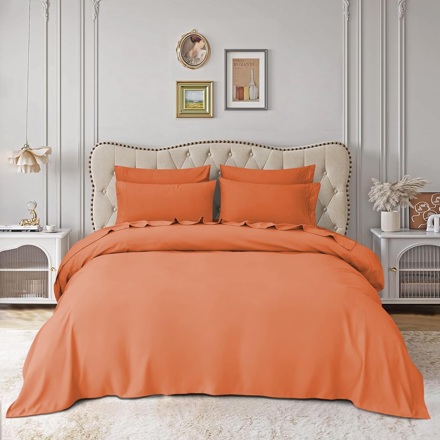 Mocassi Luxury Twin 4-Piece Sheet Set - 1800 Premium Hotel Quality - Easy-Fit, Wrinkle, Fade Resistant Bed Sheets and Pillowcases - All Around Elastic Fitted Sheet, Deep Pocket, Coral