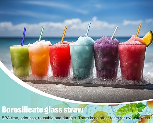 Miniatura 5 de Weysat 100 popotes de vidrio reutilizables a granel, pajitas de vidrio para batidos, té, jugo, cóctel (color brillante, 0.315 x 7.874 in)