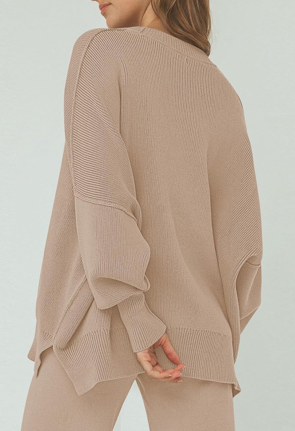 Pink Queen Women's 2 Piece Outfits Sweater Sets Knit Pullover Tops And Wide Leg Pants Loose Tracksuit Lounge Set - Image 6