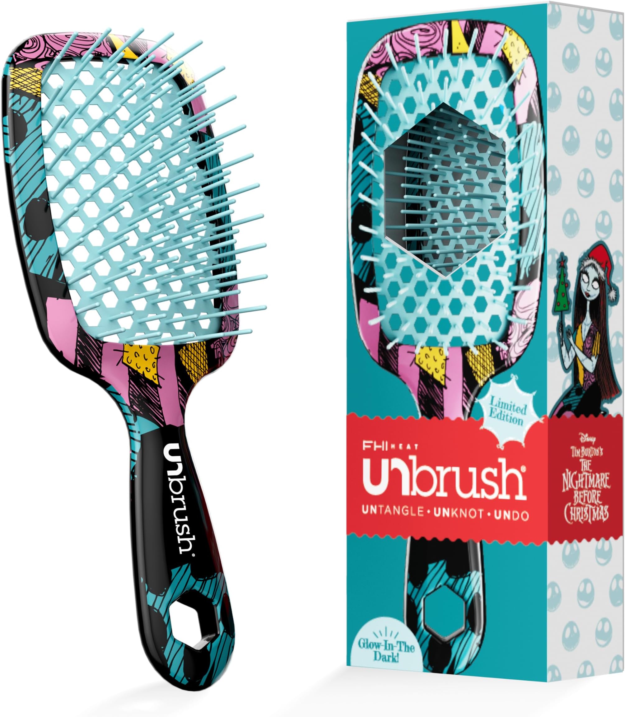FHI Heat UNbrush Nightmare Before Christmas Collection - Sally | Pain-Free Brushing on All Wet or Dry Hair Types — Durable DuoFlex Anti-Static Bristles, Lightweight Handle
