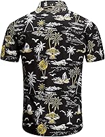 Vista 3 de EUOW - Camisa hawaiana estampada de manga corta para hombre, con botones, de verano, para playa