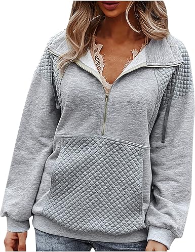 Sudadera de punto para mujer, con solapa, cremallera 1/3, elegante, con  bolsillo: Amazon.es: Ropa