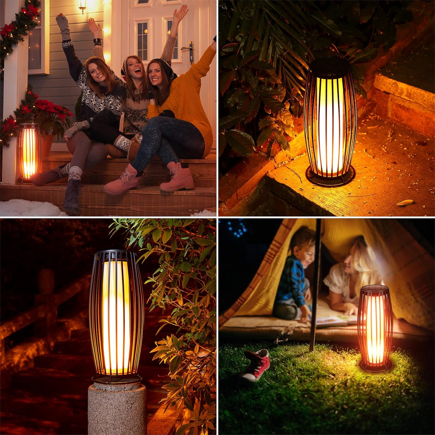 Nenrent Outdoor Floor Lamp Garden Solar Flame Lights Interior Lighting Decoration with USB/Solar Charge,Landscape Torch Metal/Waterproof Lights for Garden Yard Patio Pathway Party : Tools & Home Improvement