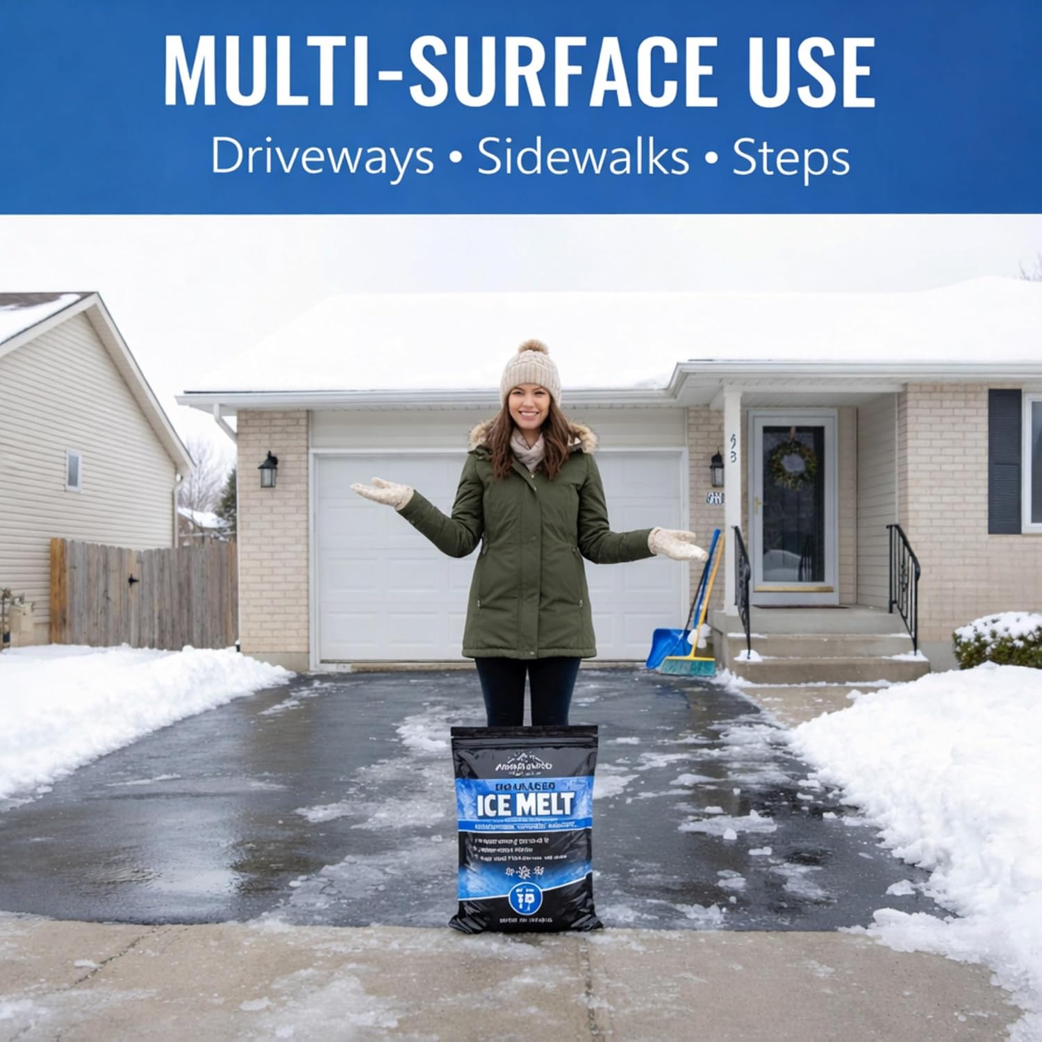 Aromasong Enhanced Magnesium Chloride Ice Melt salt for snow and ice removal – Sidewalk salt for ice, Fast-Acting Road and Outdoor Salt, Helps Deice, Easy-Spread Formula, 19 lb. Bag