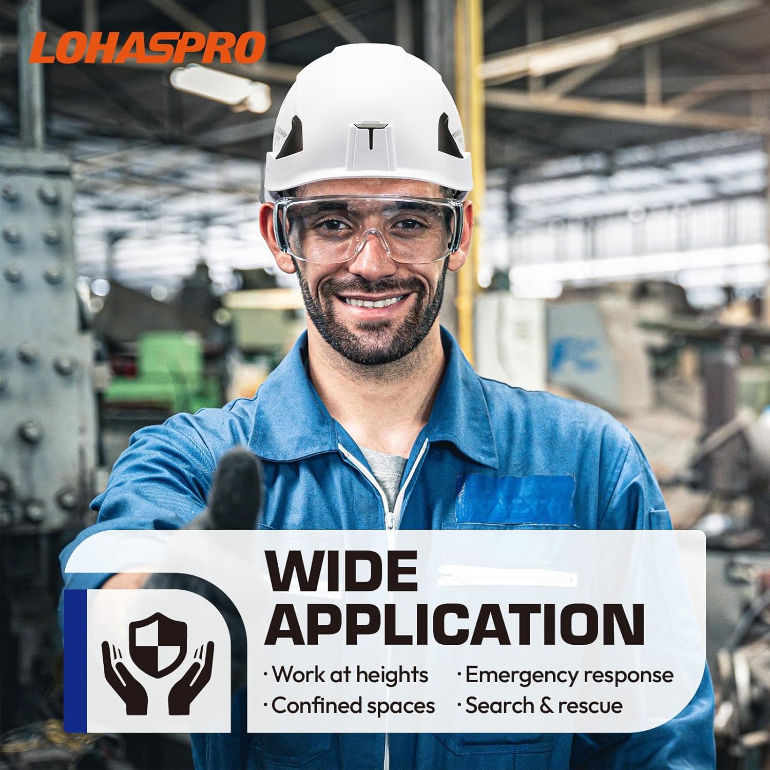 LOHASPRO Type 2 Hard Hats Safety Helmet OSHA ANSI Z89.1 Approved Hardhat Arborist Tree Rescue Construction Work Helmet Casco De Construccion (White)