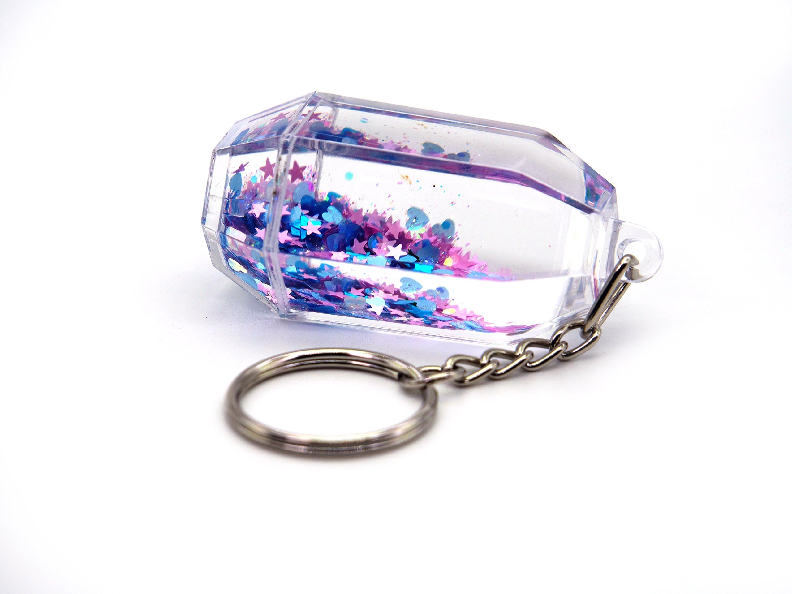 Creationtop Liquid Keychain Fashionable Glitter Powder Moving Floating Keychain (Purple)