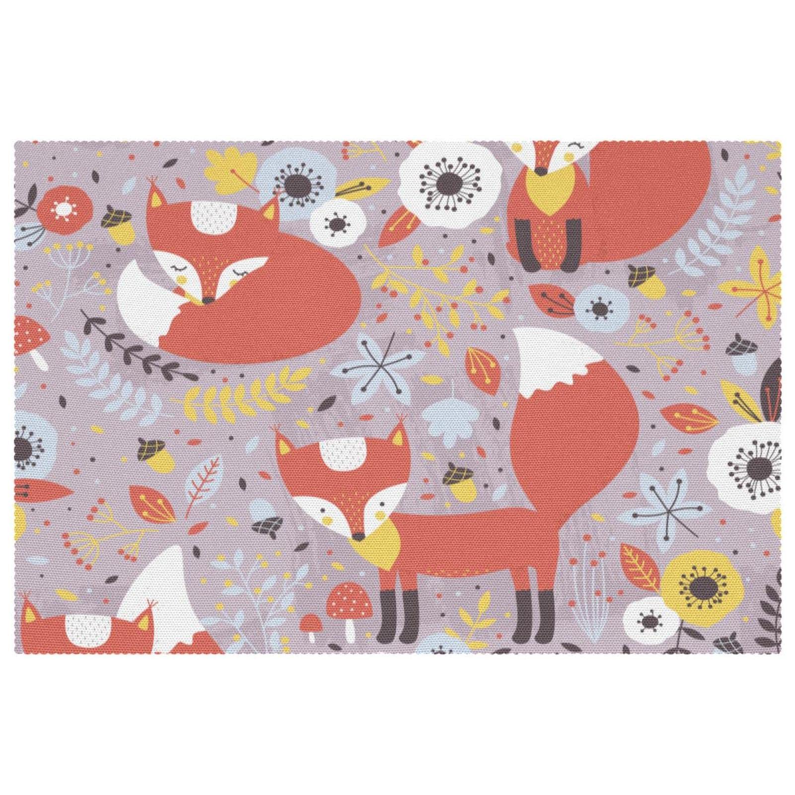 Set de table motif renards tissu Oxford lavable résistant chaleur napperon de table cuisine 45x30
