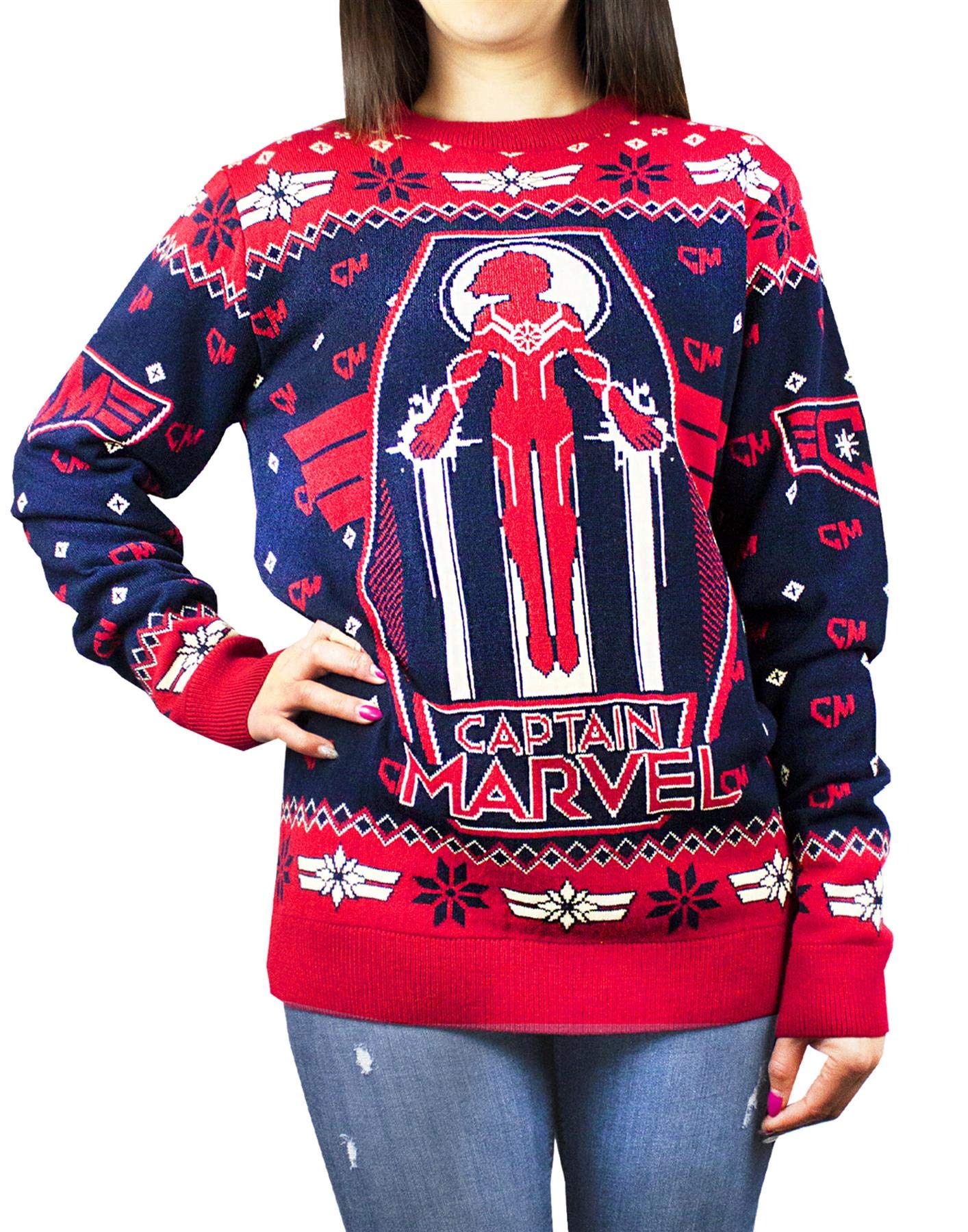 Marvel Women's Black Christmas Jumper | | Official Merch | Size: Small
