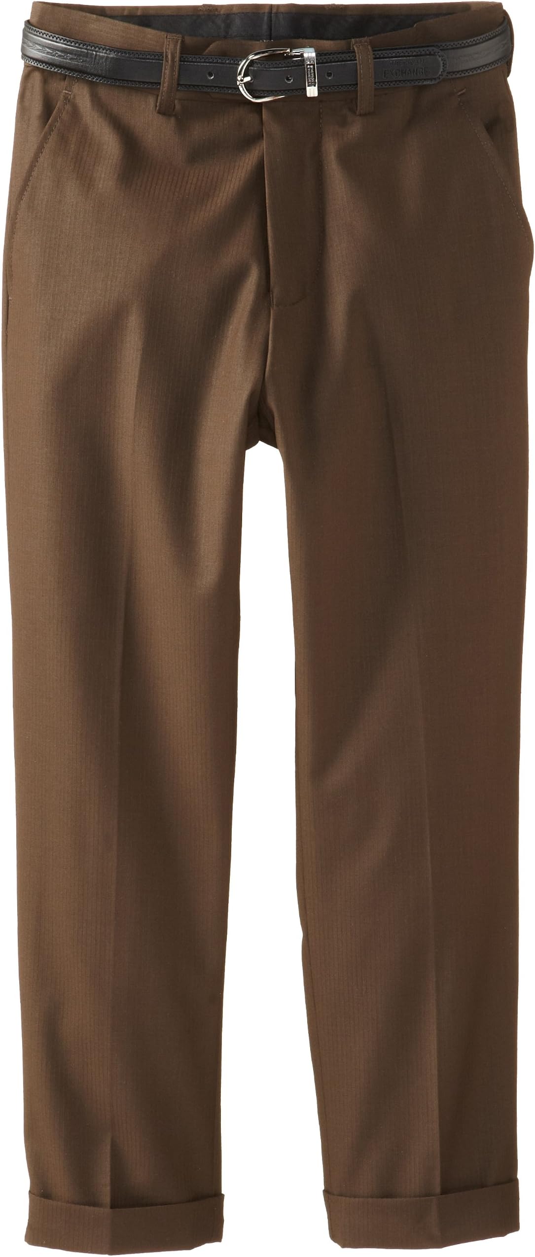 American Exchange Big Boys' Belted Dress Pants, Brown, 14