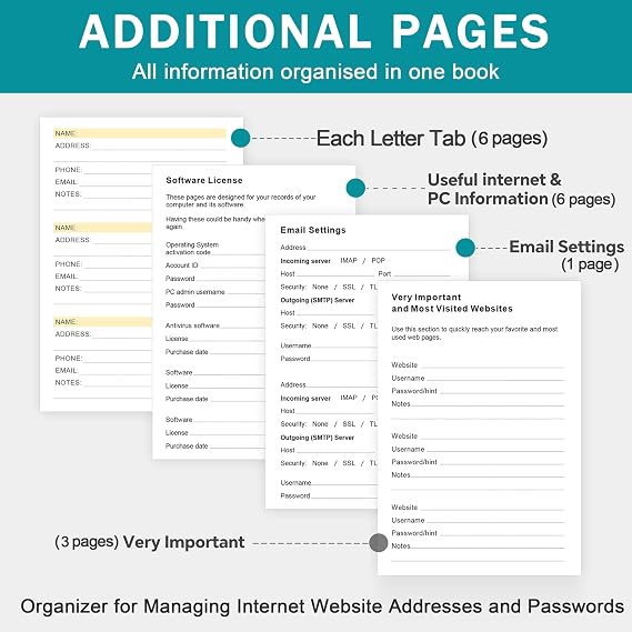ZXHQ Address Book with Colorful Alphabetical Tabs (8.4 x 5.8) - Address Books for Seniors Hardcover Telephone and Contact Organizer, with Space for Important Website Passwords - Dark Green