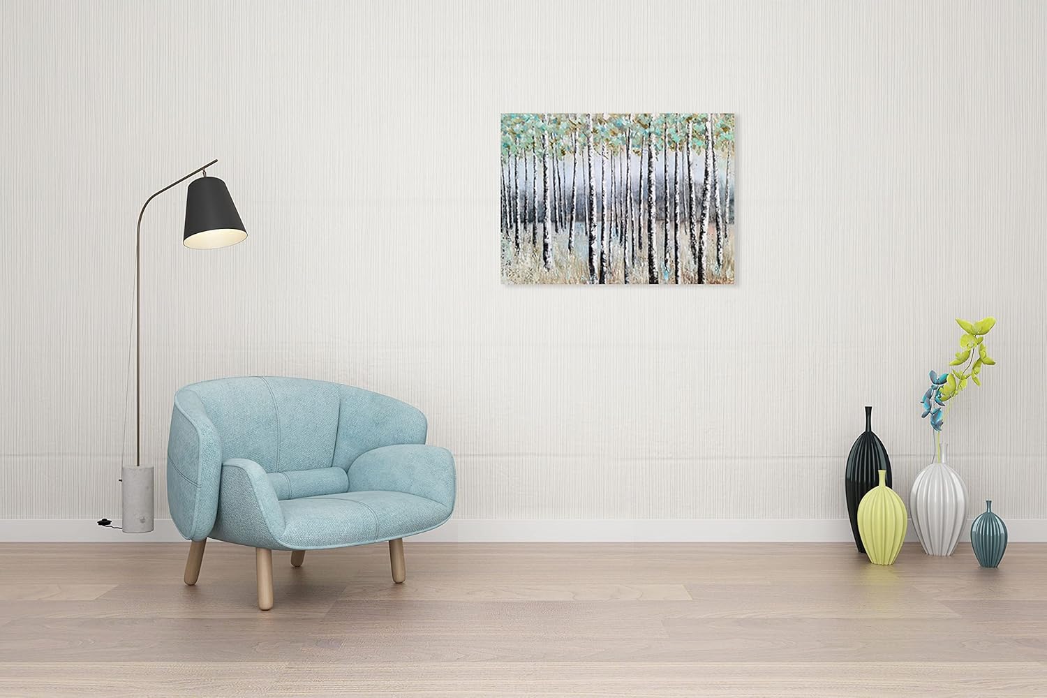 SYGALLERIER Forest Paintings with Textured Modern Abstract Birch Tree Canvas Wall Art Contemporary Landscape Pictures for Living Room Bedroom Bathroom Decor