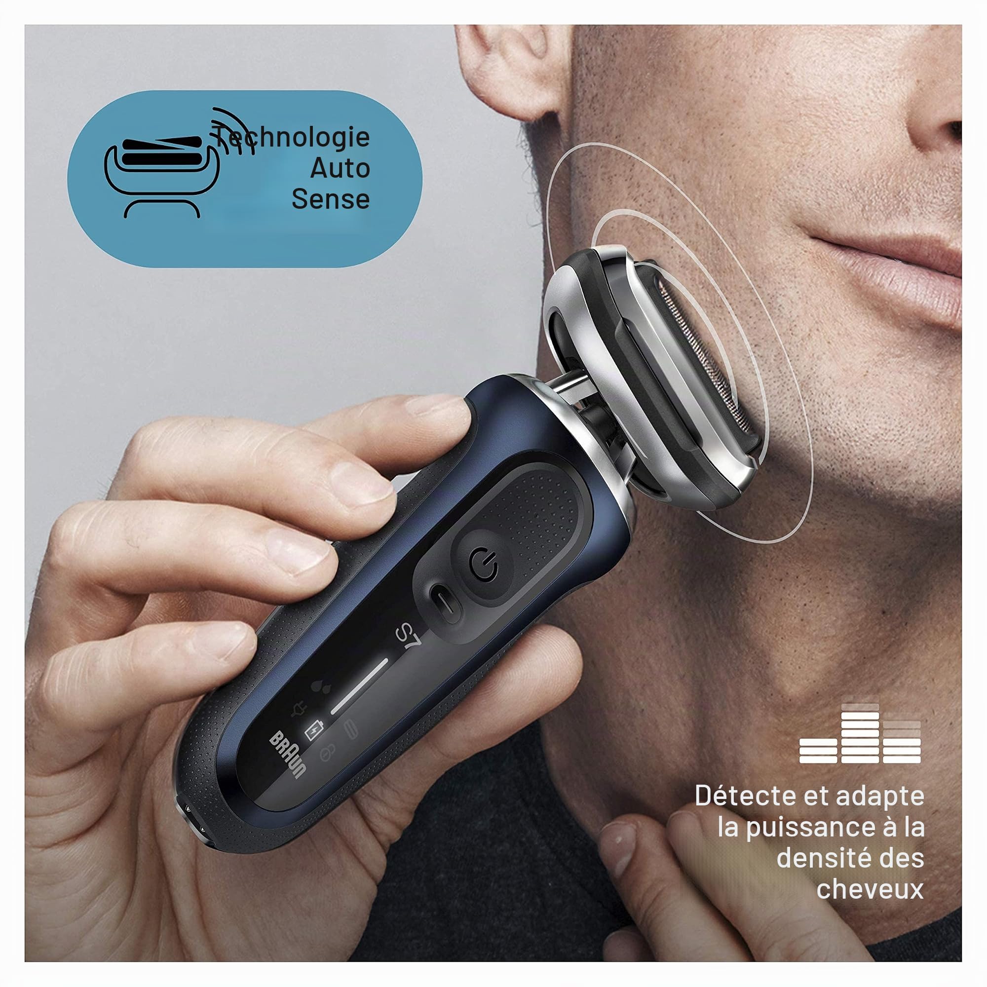 Braun Series 7 Rasoir Électrique Homme À Grille Sans Fil, Centre SmartCare, Tondeuse À Barbe, Tondeuse À Barbe De 3 Jours, Technologie Wet & Dry, Rechargeable, 70-B7850cc, Bleu