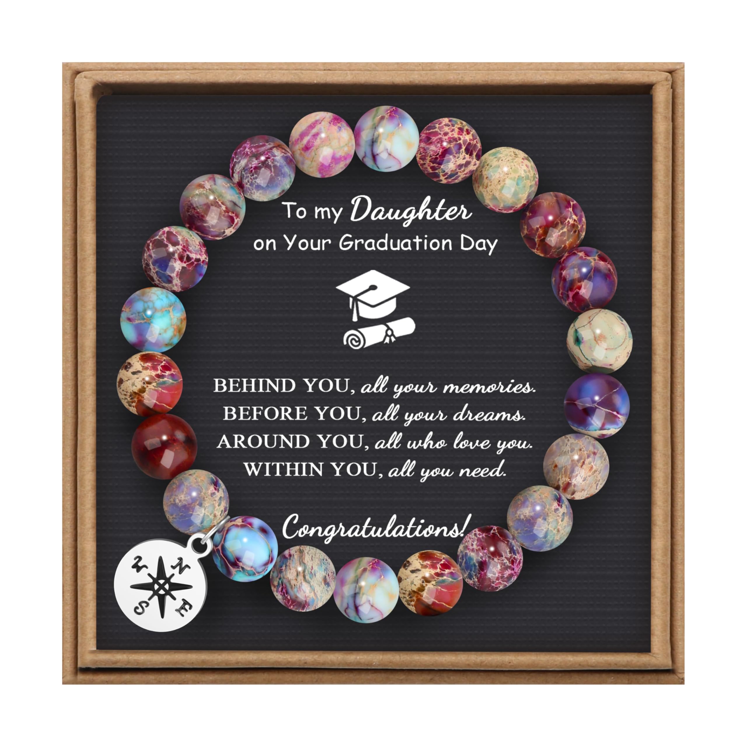Joycuff Graduation Gifts for Her Him Class of 2026 Graduation Bracelets Inspirational Graduation Compass Bracelet for Women College Graduation Gift for Him Her