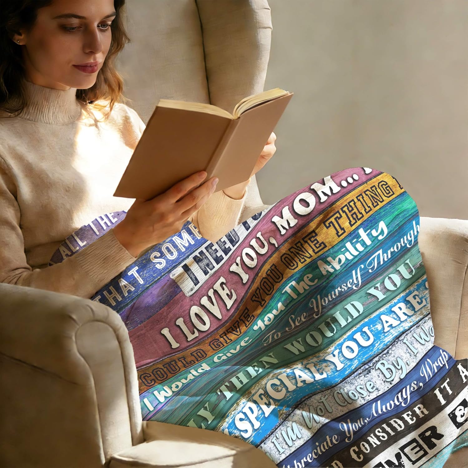 Gifts for Mom,I Love You Mom Throw Blanket, Soft Flannel Blanket for Mother's Day, Christmas, Valentines, Birthday Gift & Bed, Couch, Living Room Use 50x60 Inch