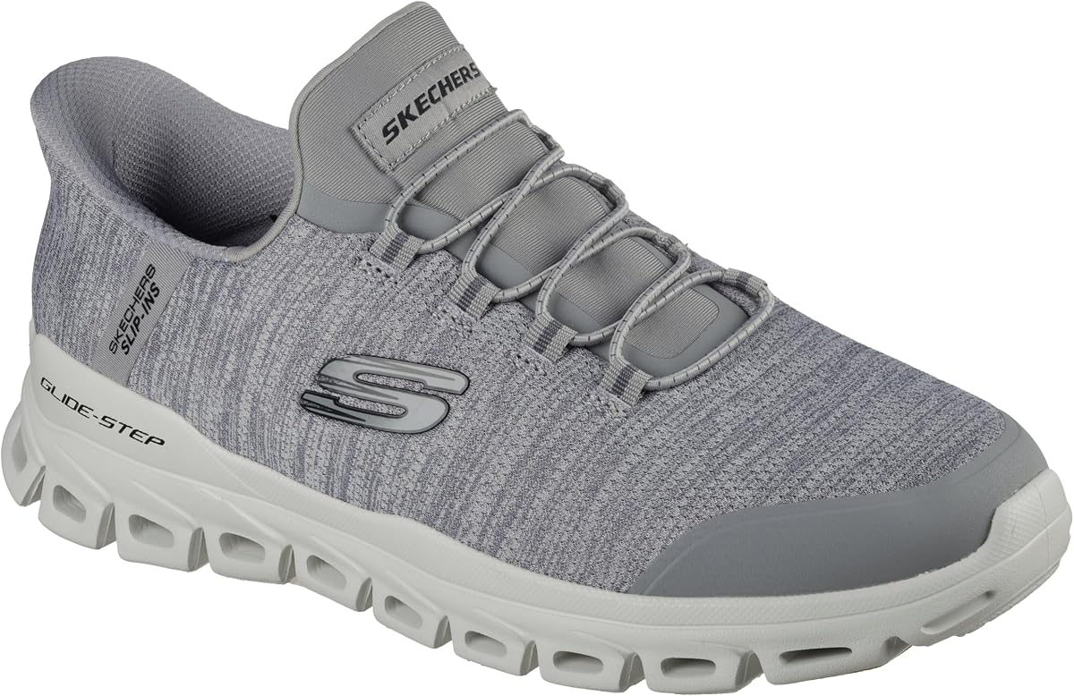 Skechers Glide-Step Zefyr Slip-in para hombre | Zapatos sin cordones manos libres, Glide-Step, espuma viscoelástica refrigerada por aire, lavable a máquina, vegano, entresuela geométrica, malla jaspeada