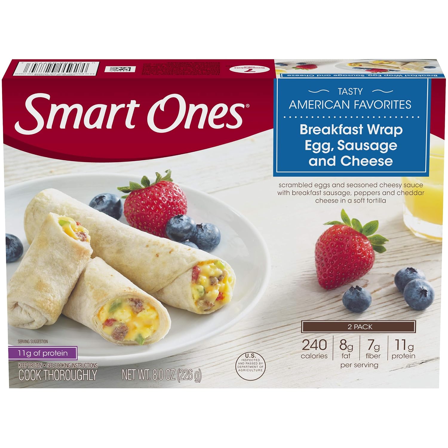 Smart Ones Egg (Sausage & Cheese Breakfast Wrap with Cheesy Sauce & Peppers Frozen Meal, 2 ct Box)
