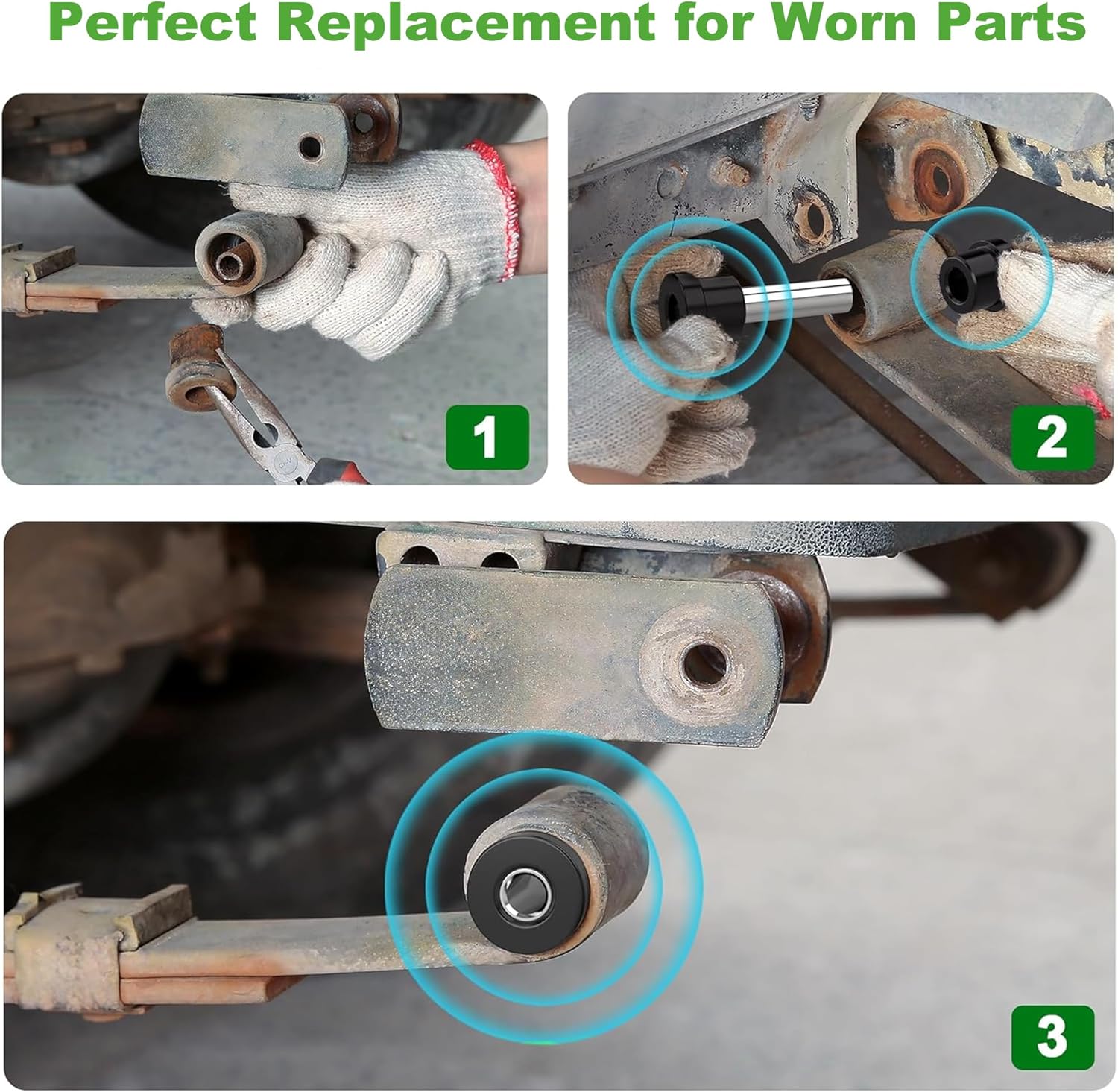 10L0L Complete Rear Leaf Spring Bushing Kit for EZGO RXV 2008-up Electric & Gas Golf Cart