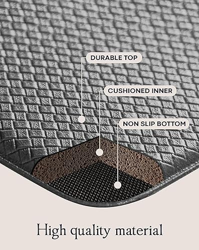 Miniatura 7 de Juego de alfombrillas de cocina antifatiga  2 piezas de espuma viscoelástica acolchadas para estar de pie  gris, 18 x 30 y 18 x 60, 0.4 pulgadas de