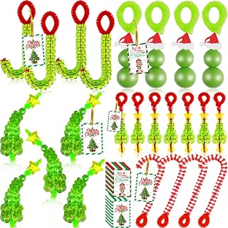 Cinnvoice 64 Sets Christmas Crafts for Adults Christmas Beaded Ornament Kit to Make Includes 24 Green Monsters 16 Xmas Tree Decorations 24 Candy Canes with Gift Cards for DIY Holiday Party Supplies