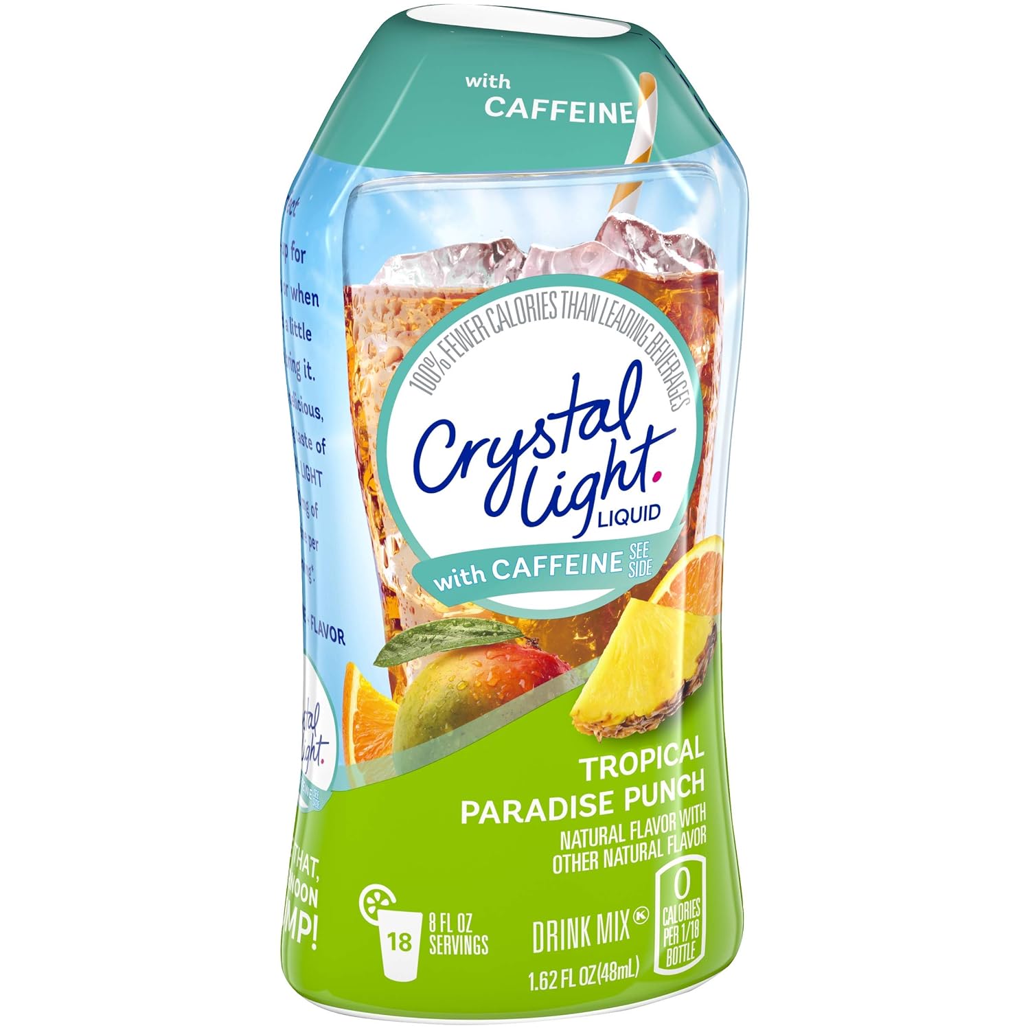 Crystal Light Liquid Tropical Paradise Punch Energy Drink Mix with Caffeine (1.62 oz Bottle), Set of 2