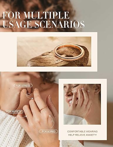 Miniatura 6 de Diamday Anillos para la ansiedad para mujeres y hombres, 2 0.157 in, anillo giratorio de acero de titanio para aliviar la ansiedad y el estrés, con