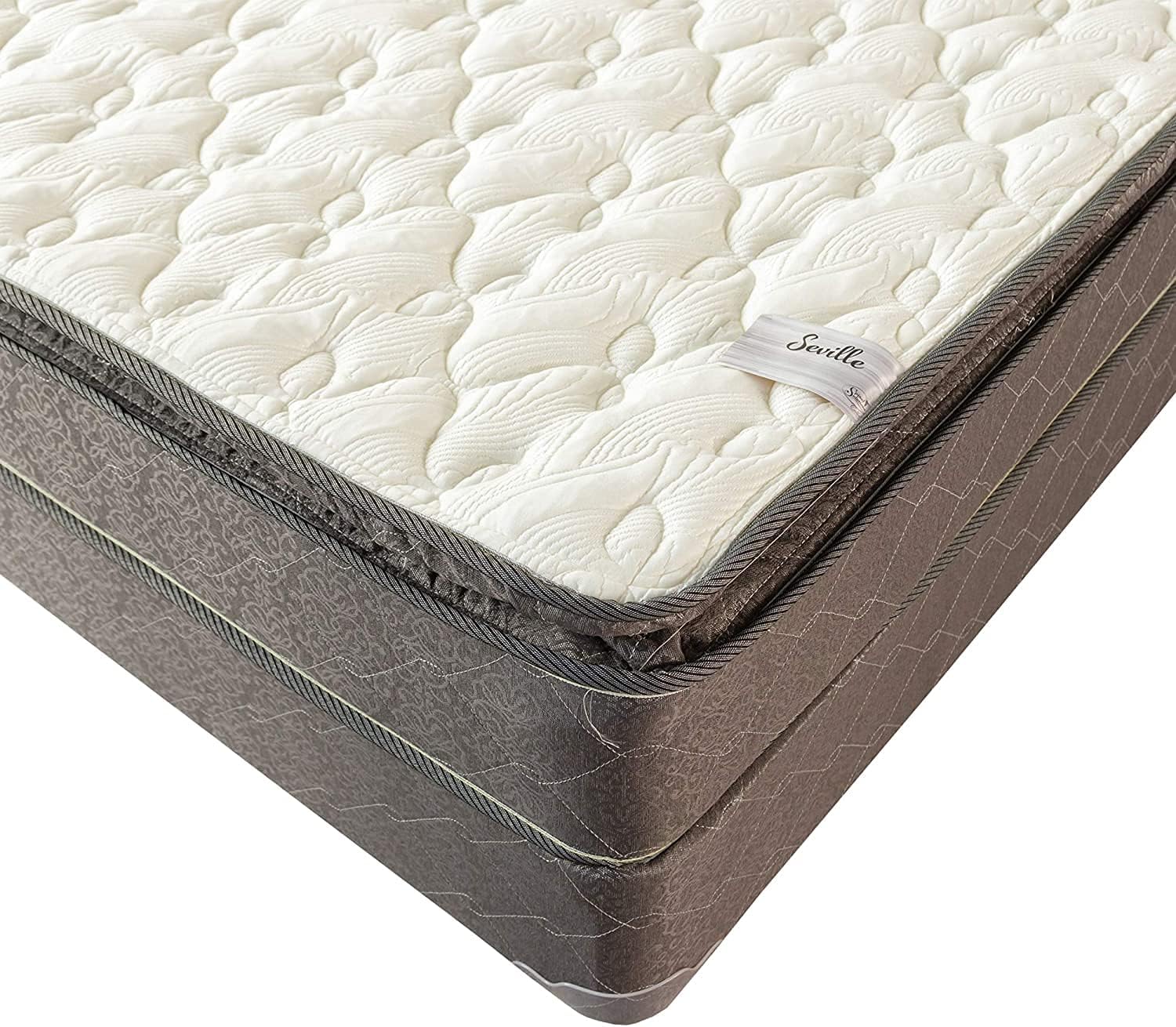 Mielmoon Gossypium 10" Pillowtop Perfomance Inspiration Spinal Medium Plush Mattress + 8" Wood Box Spring/Foundation Complete (Twin, Complete/Box Spring)