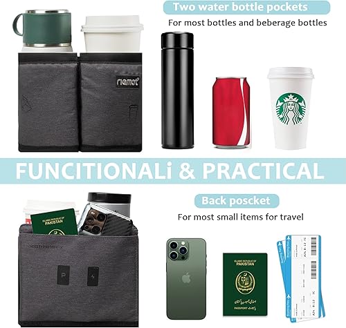 Miniatura 6 de riemot Portavasos de viaje para equipaje, organizador de bebidas de mano gratis, sostiene dos tazas de café, se adapta a la mayoría de asas de