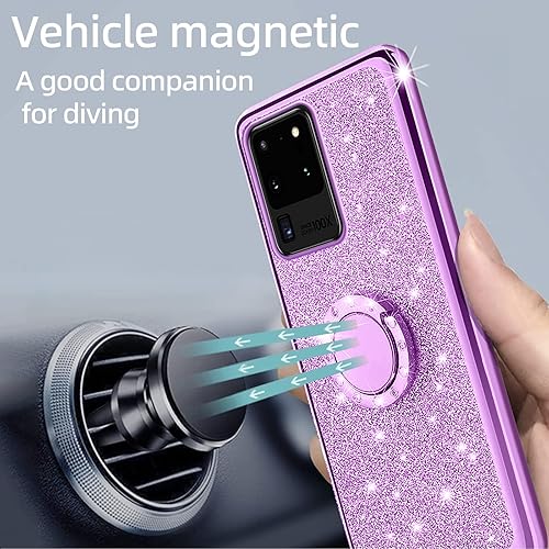 Miniatura 6 de KuDiNi Funda para teléfono S20 Ultra, Galaxy S20 Ultra de 6.9 pulgadas para mujer, con purpurina, cristal suave, TPU transparente, de lujo, linda