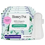 The Honey Pot Company - 64ct - Herbal Sanitary Pads for Women - Heavy Flow Overnight w/Wings - Infused w/Essential Oils for Cooling Effect & Organic Cotton Cover - Feminine Care