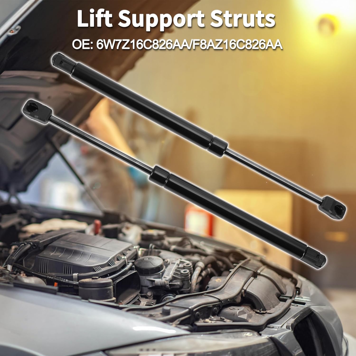 Lift Supports Struts for Ford Crown Victoria for Mercury Grand Marquis 1998-2005 No.6W7Z16C826AA/F8AZ16C826AA Front Hood Gas Spring Black 2Pcs