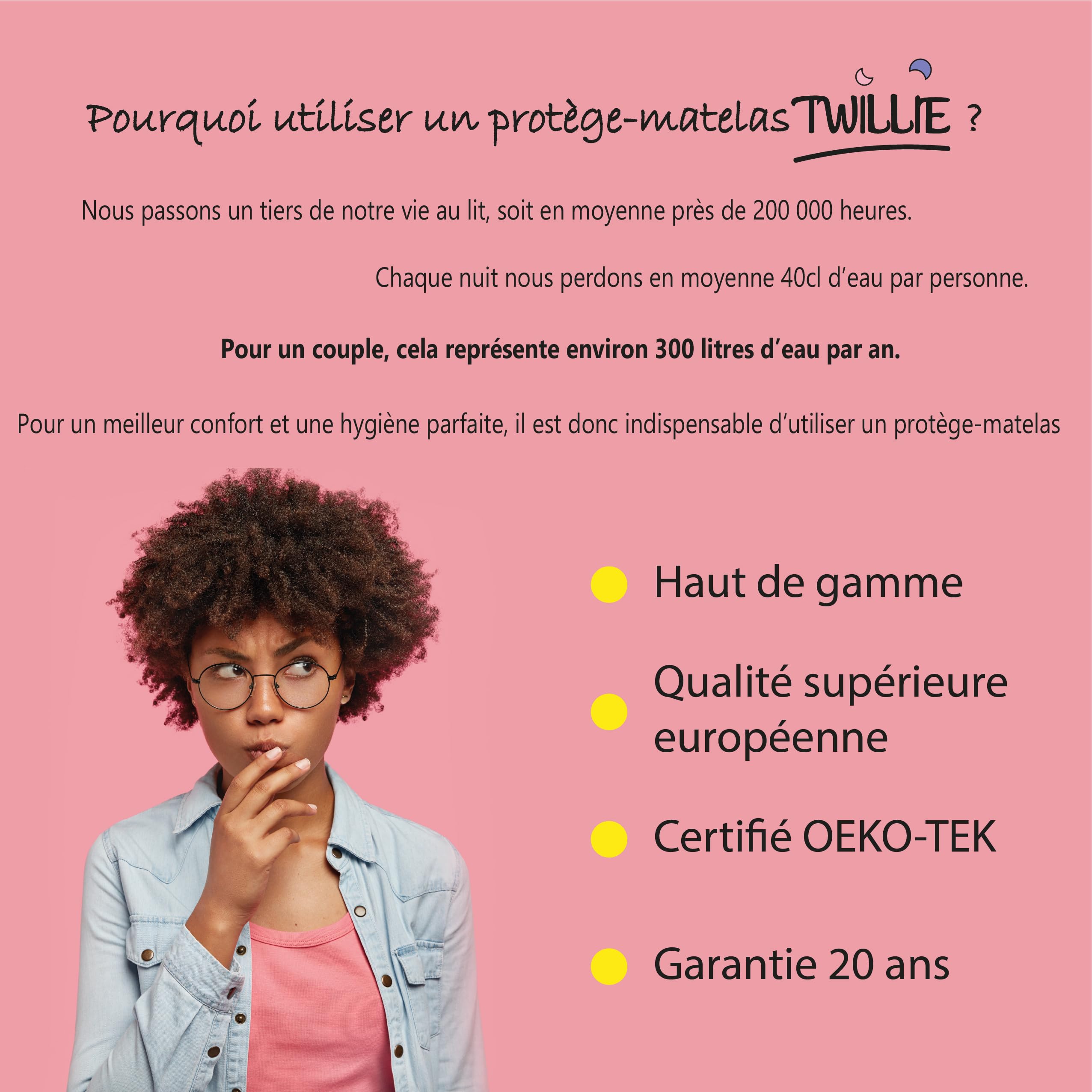 Twillie – Protège Matelas 120 x 190 cm Imperméable et Respirant - Alèse Qualité Supérieure Certifié Oeko-TEX® - Aegis® - Hypoallergénique - Anti Acarien, Bactérien – Housse Matelas 100% Polycoton