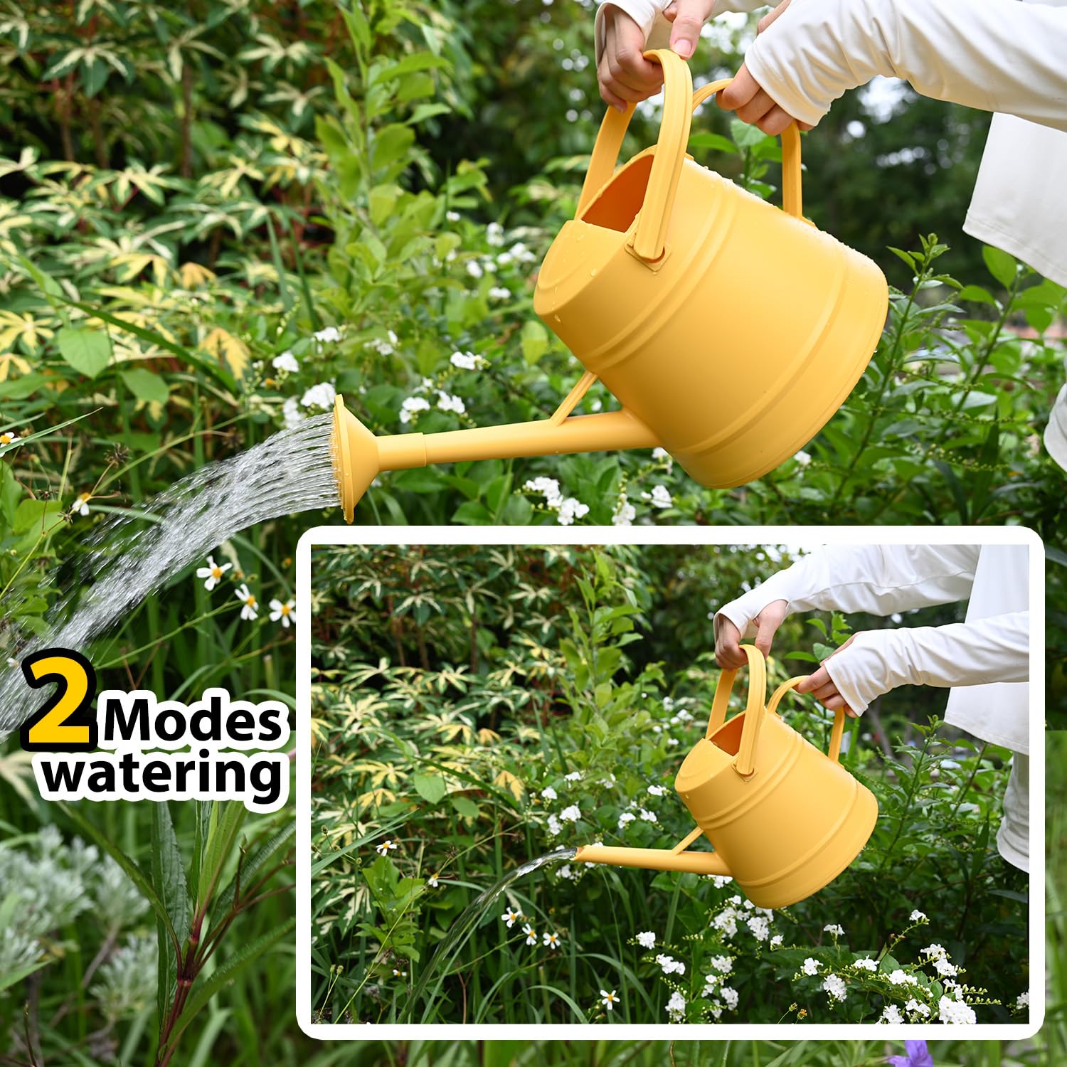Annaffiatoio per piante da 1 gallone, annaffiatoio per giardinaggio interno ed esterno, con manico ergonomico mobile (giallo)