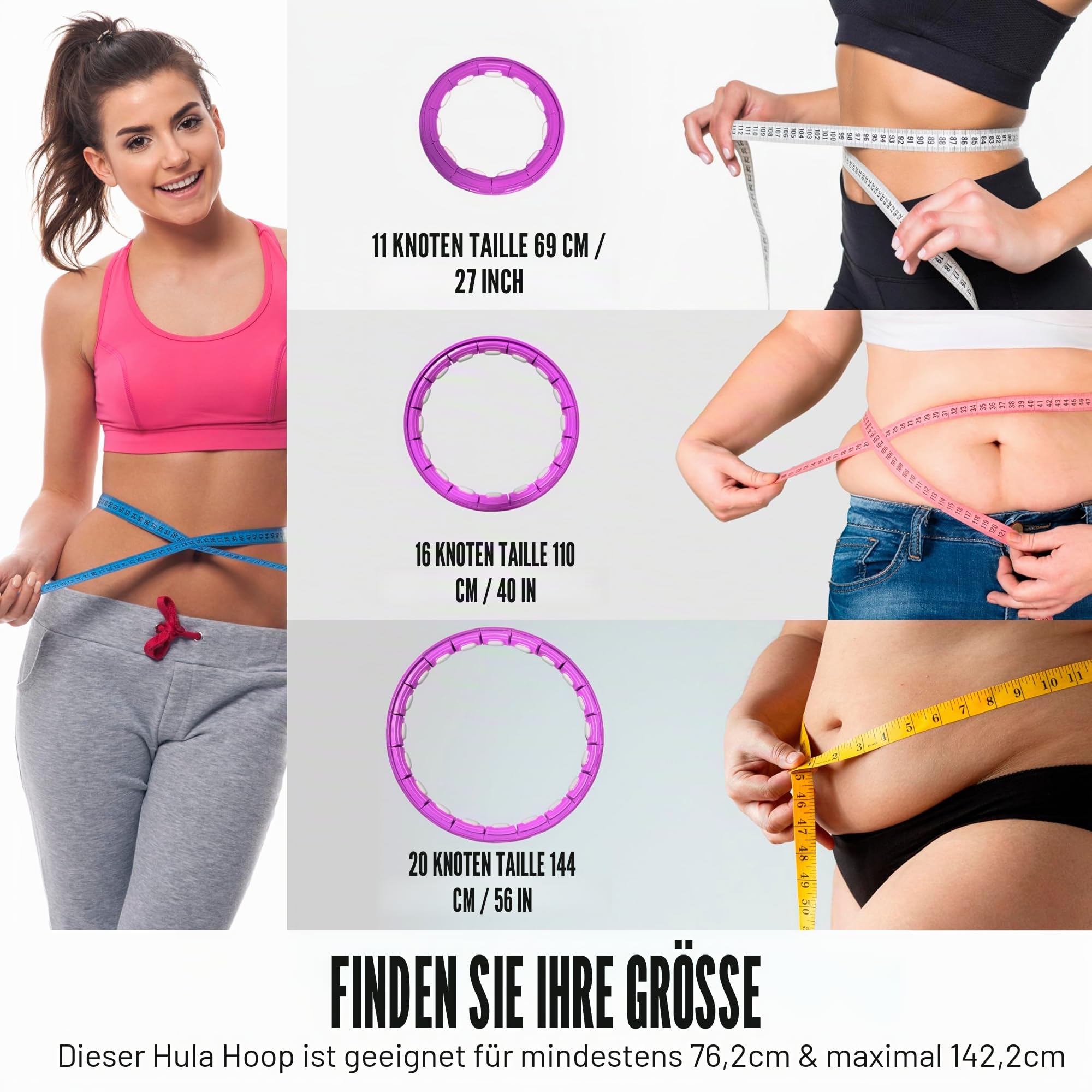 Smart Weighted Hula Ring Hoops, Hula Circle Abnehmbarer Fitnessring mit 360 Grad Auto-Spinning Ball Massage, Gymnastik, Erwachsene Fitness für Gewichtsverlust (