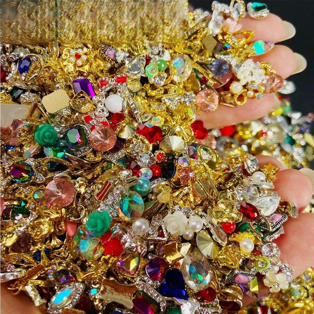 Random 3D Diamond Nail Art Charms Bulk Luxury Alloy Mixed Designs Nail Art Jewelry Metal DIY Nails Accessories