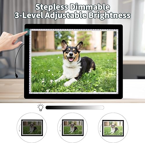 Vista 28 de TSOCOS Almohadilla de luz recargable A3, tablero de luz de pintura de diamante súper brillante, caja de luz portátil con pilas, 3 colores, 6 niveles