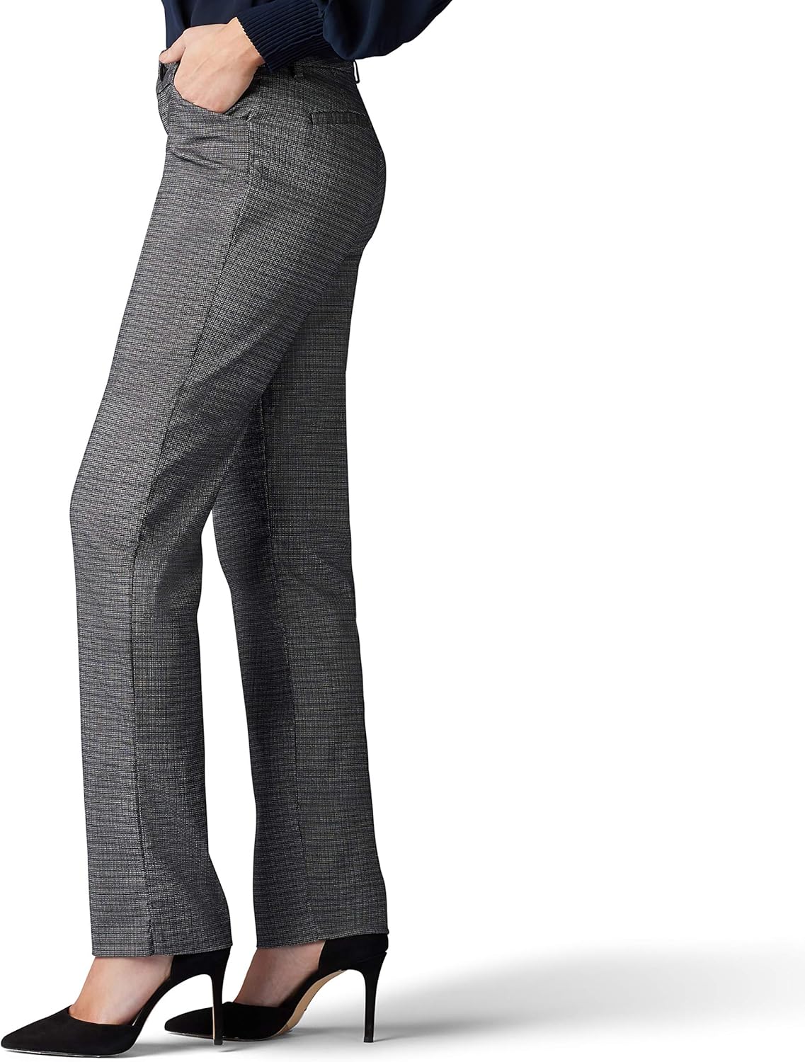 Lee Womens Petite Wrinkle Free Relaxed Fit Straight Leg Pant - Image 3