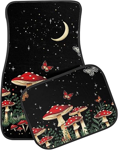 Miniatura 2 de Yewattles 4 tapetes antideslizantes con estampado de hongos para todo tipo de clima, accesorios de protección para camionetas, SUV, camiones,