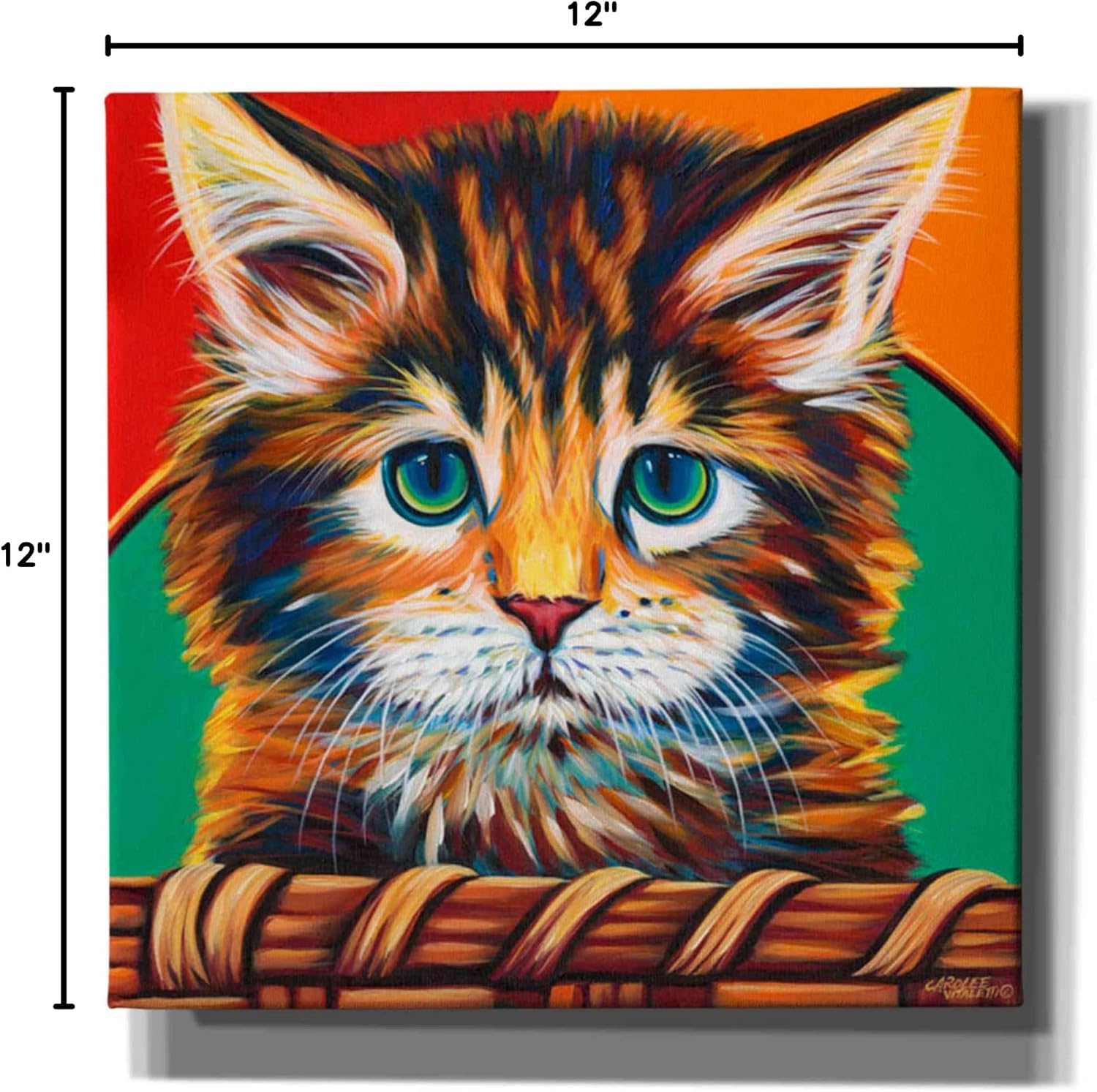 Epic Graffiti 'Kitten in Basket I' by Carolee Vitaletti Canvas Wall Art, 12"x12"