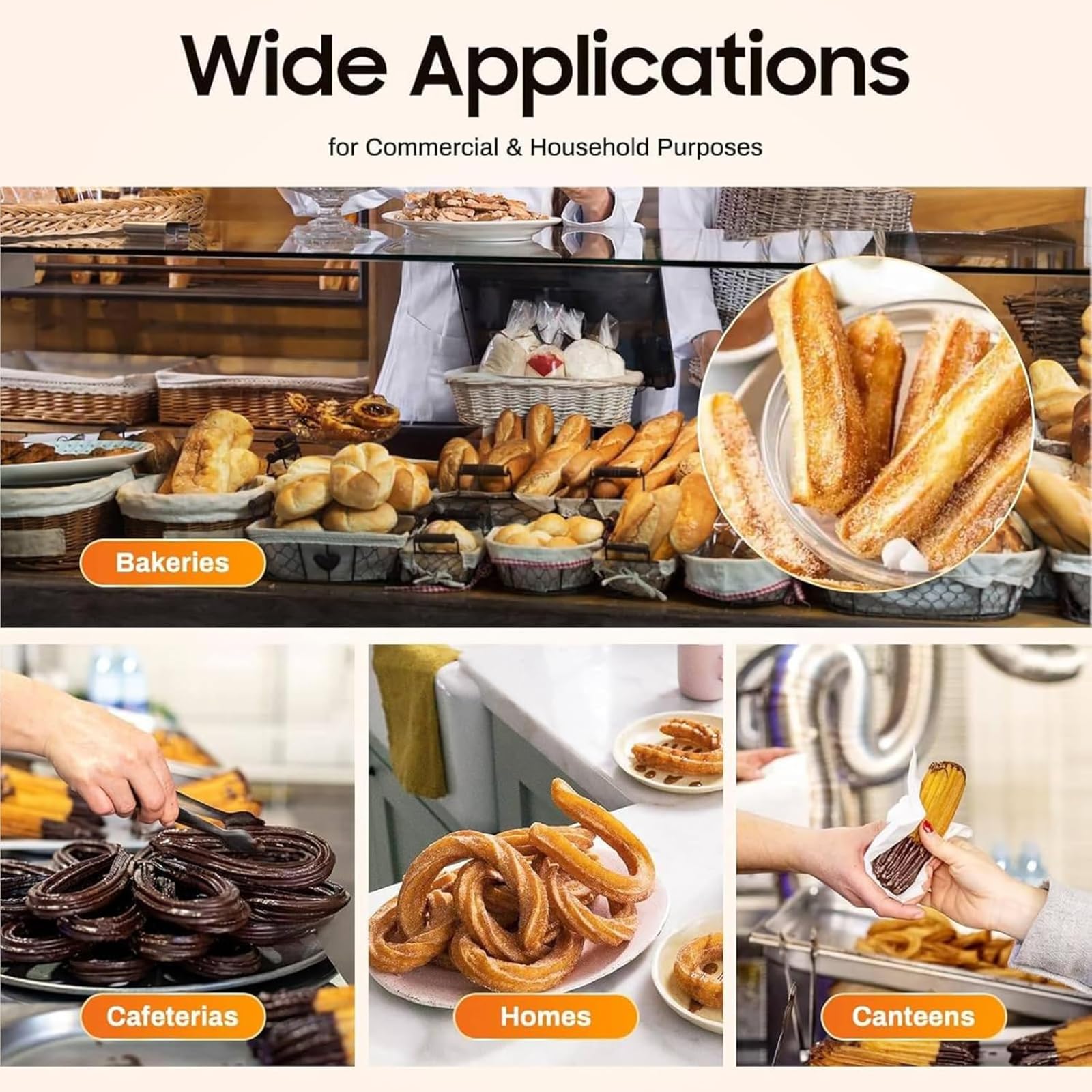 Máquina Comercial Para Hacer Churros Con 5 Boquillas De Alta Resistencia, Acero Inoxidable, Capacidad 2 L/3 L, Para Y Relleno
