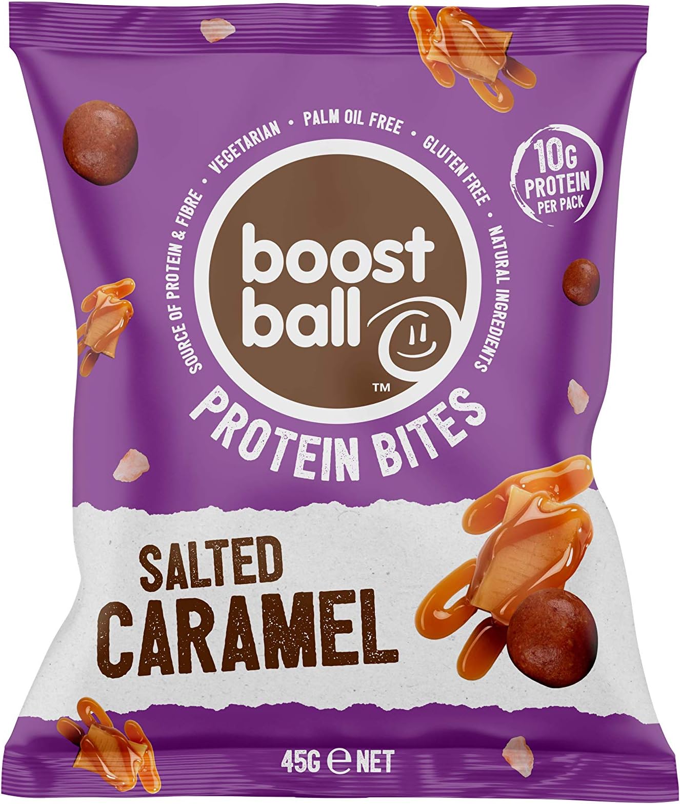 Boostballs Protein Balls, High Protein Healthy Snack, Gluten Free, Protein Bar Alternative - Salted Caramel Flavour, Pack of 12 x 45g