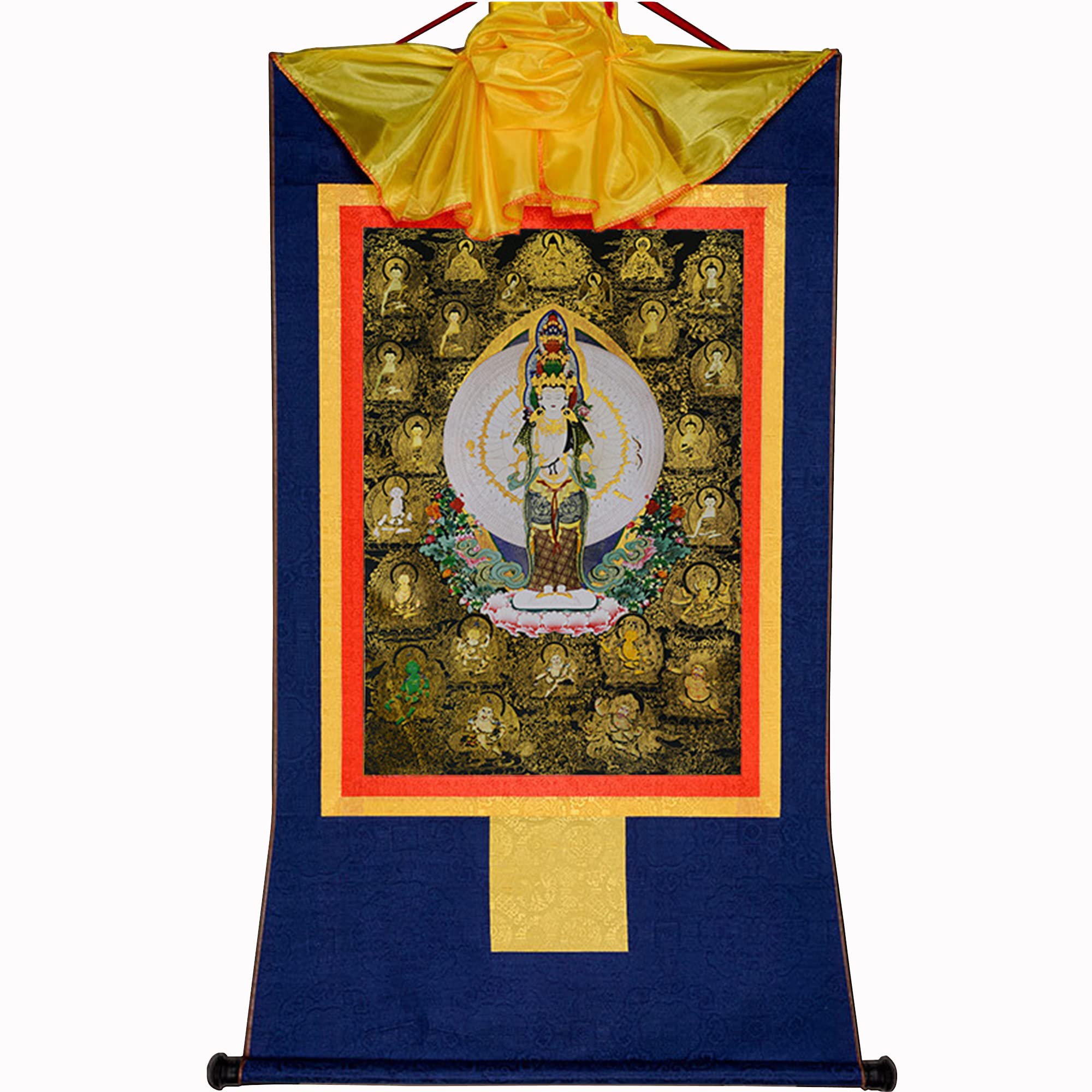 Thangka tibétain d'Avalokitesvara broderie d'art bouddhiste