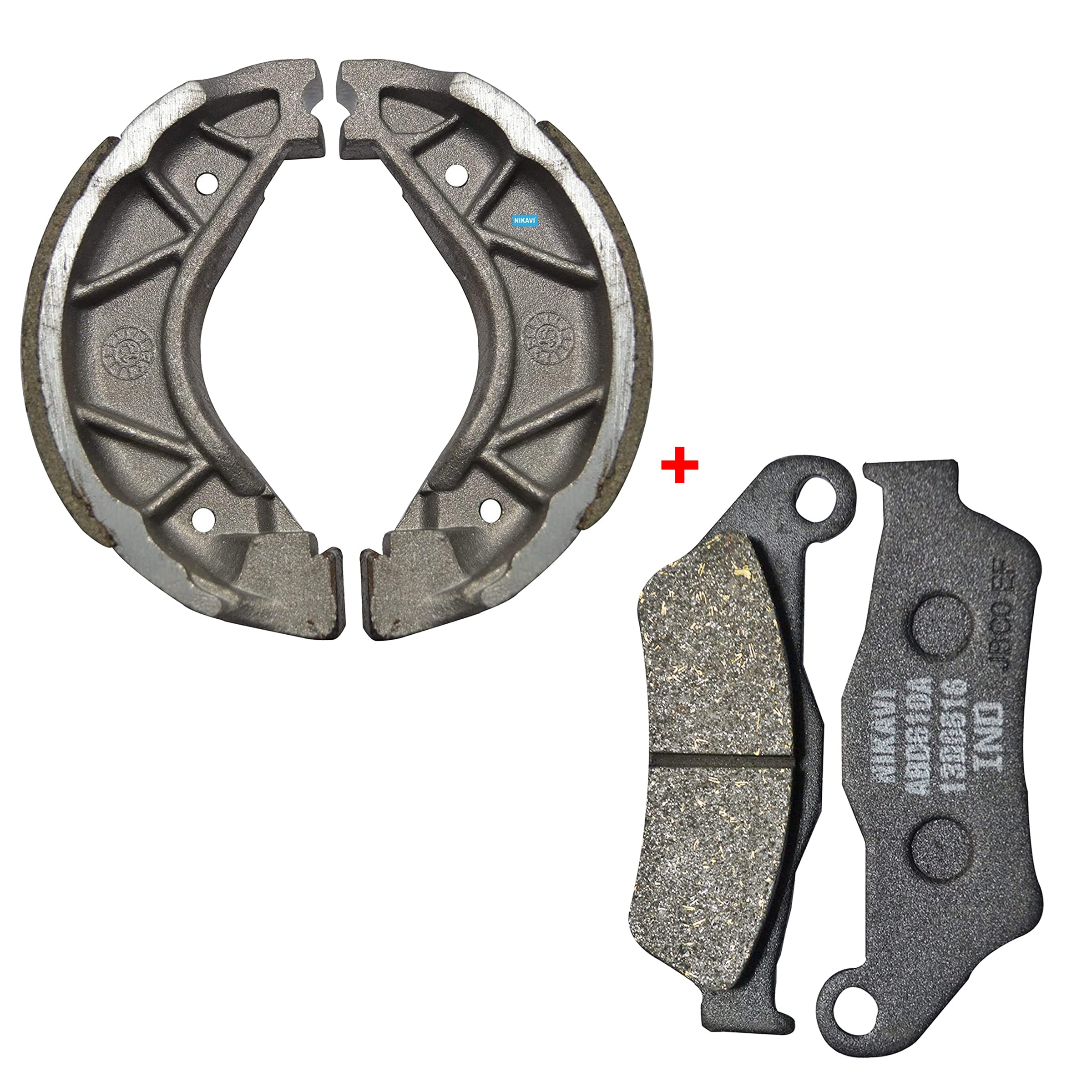 NIKAVI Motorcycle Front & Rear (Combo) Brake Pad + Brake Shoe Set Compatible for Yamaha FZ Old Models (DP1+BSS09)