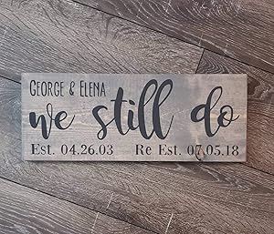 Diuangfoong We Still Do Wood Sign Anniversary Renewal Vows Wedding Reception Prop Wooden Re Established Date Est