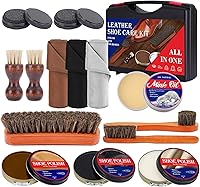 TUXIYA 15-Piece Shoe Shine Kit - Portable Leather Boot Polish Set with Horsehair Brush, Mink Oil for Black/Brown/Neutral Shoes