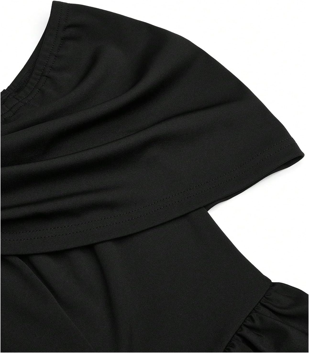 SOLY HUX Women's Plus Size Off The Shoulder Short Dress Ruched A Line Flared Short Sleeve Cocktail Party Club Dresses - Image 4