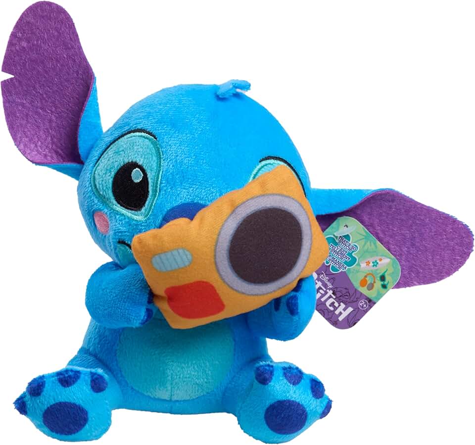 Disney Stitch that's So Stitch 小 7 英寸毛絨玩具帶相機填充動物，柔軟材質，兒童玩具，適合 2 歲以上 Just Play