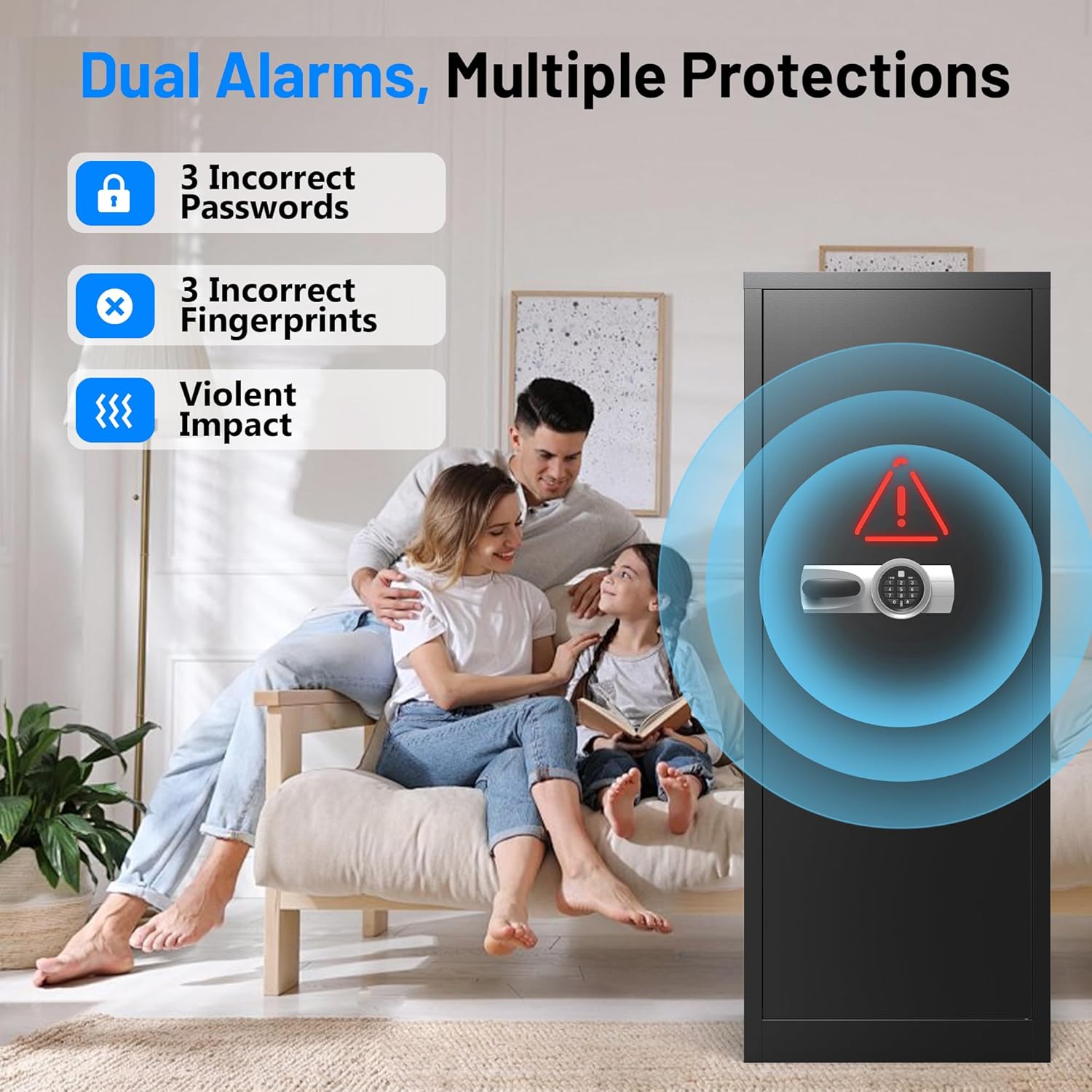 Marcree Biometric Gun Safe, 10-15 Large Muti- Function Rifle Safe with Inner Lock Box, Unassembled Gun Cabinet with Adjustable Shelves & Gun Racks, Shotgun Safe with Digital Keypad, Mute & Dual Alarm