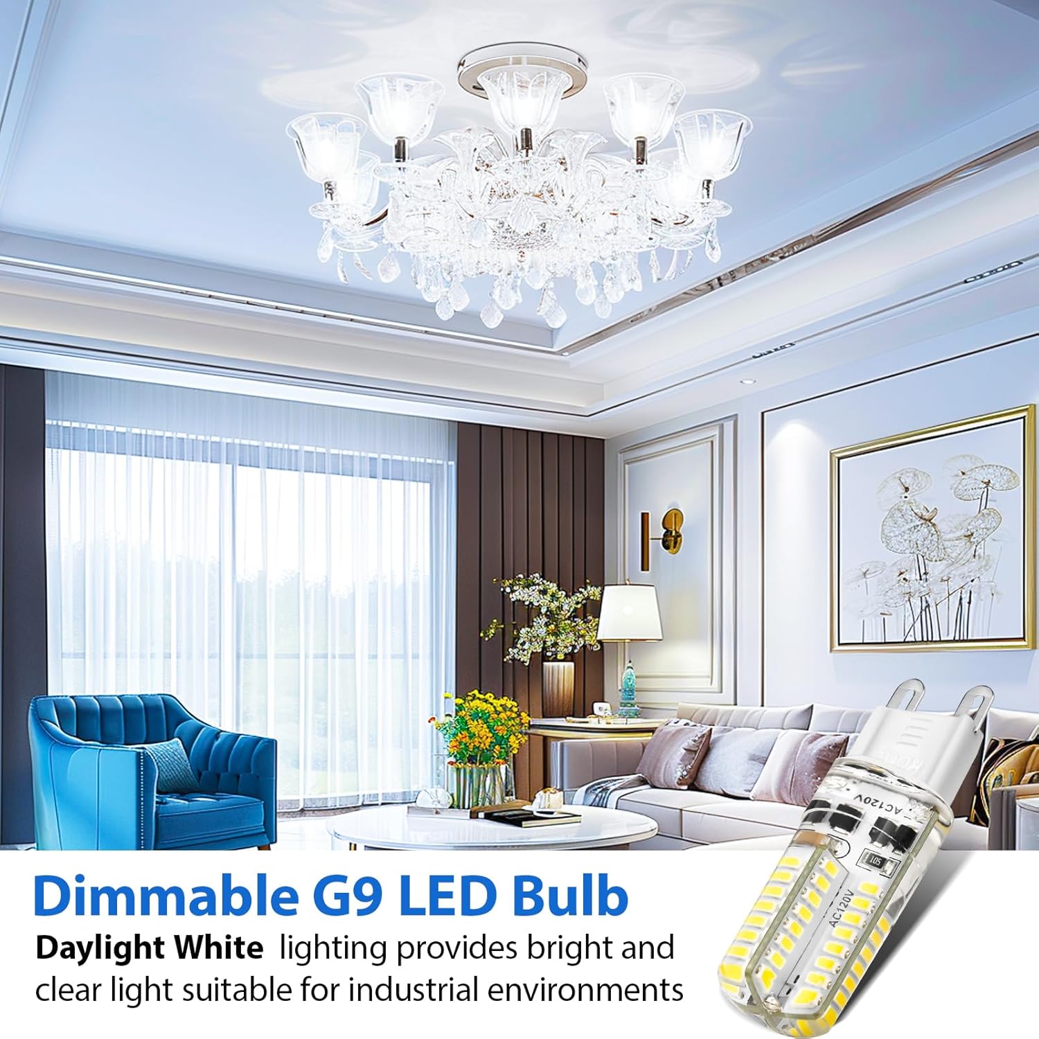 YGS-Tech G9 LED Bulb Dimmable, 4W(35W Halogen Equivalent), G9 Light Bulb, 6000K Daylight White, CRI80, G9 Base Bulb for Chandelier, Interior Decoration Lighting, Commodity Display Lighting, 10-Pack